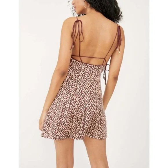 Free People Kai Mini Dress Print Tie Strap Low Back Sundress Summer Sun Backless - Picture 3 of 12